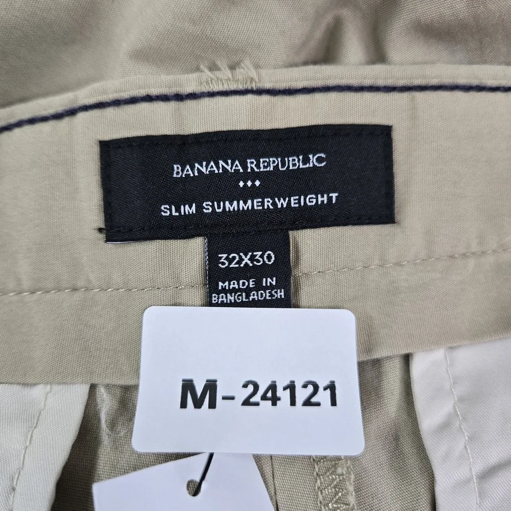 Banana Republic Men Pants 32X30 Khaki Chinos Chino Slim Summerweight NWT